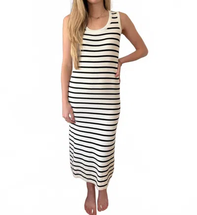 FRNCH NACERA KNIT STRIPED TANK MIDI DRESS IN CREAM