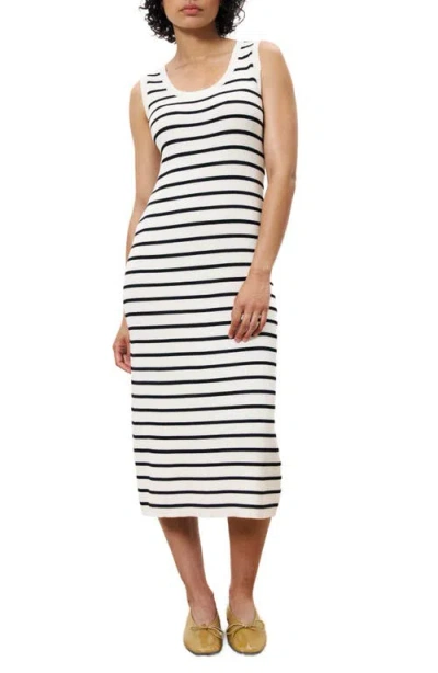 Frnch Nacera Knit Striped Tank Midi Dress In Cream In White