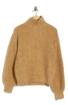 Frnch Nadine Mock Neck Bouclé Sweater In Brown