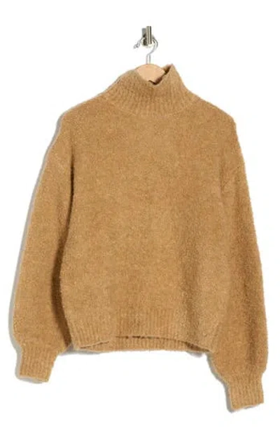 Frnch Nadine Mock Neck Bouclé Sweater In Brown