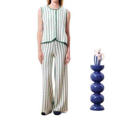 Frnch Niagara Cardigan Striped Tank Top In Green