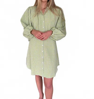 Frnch Noely Gingham Buttoned Mini Dress In Green