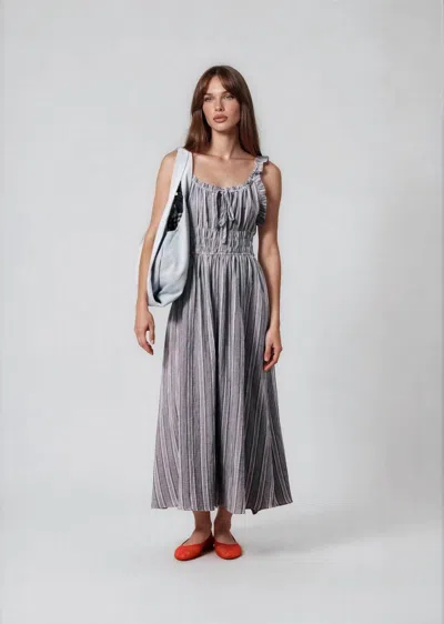 Frnch Obea Midi Dress In Blue Denim In Transparent