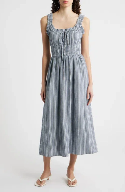 Frnch Obea Variegated Stripe Organic Cotton Sundress In Gray