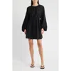 Frnch Oellit Long Sleeve Dress In Black