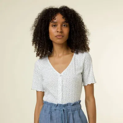 Frnch Ornella Top In White In Blue