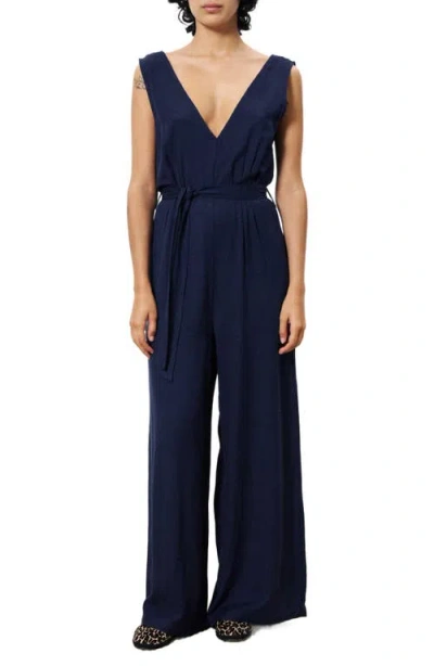 Frnch Pakize Wide Leg Jumpsuit In Bleu Marine