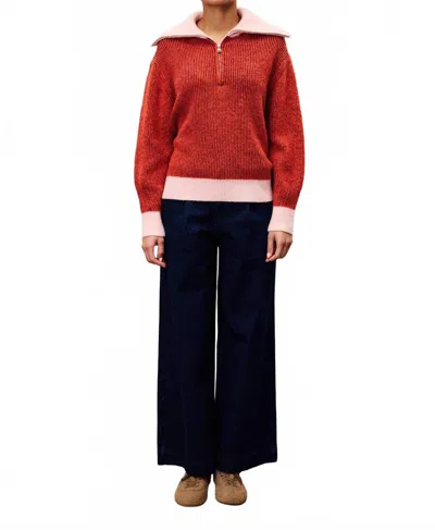 Frnch Paloma Half-zip Sweater In Red