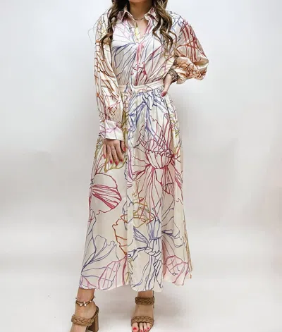 Frnch Paris Amanda Dress In Pastel Sketch In Multi