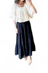 Frnch Patricie Squareneck Textured Blouse In Creme In Neutral
