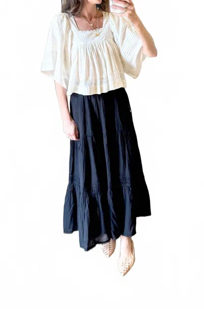 Frnch Patricie Squareneck Textured Blouse In Creme In Neutral