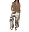 Frnch Pelly Chocolate Striped Stretch Wide Leg Pants In Cream In White