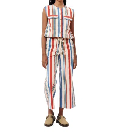 Frnch Pelly Woven Stripes Pants In Creme In Beige