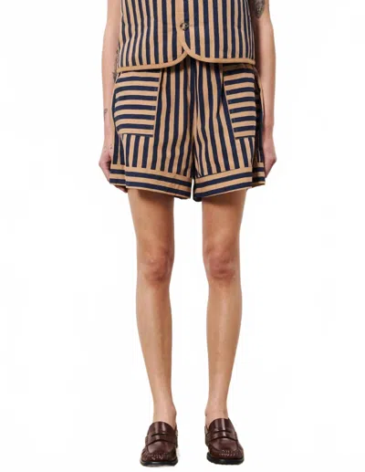 Frnch Pepina Wide Striped Short In Camel In Brown
