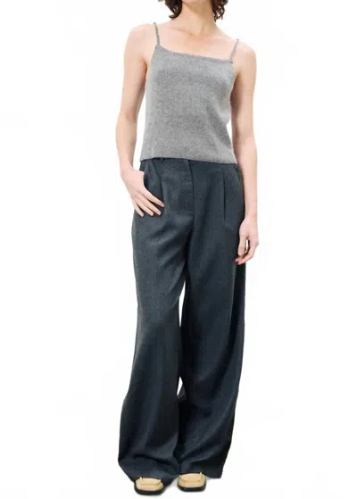 Frnch Philip Wide Leg Trousers In Grey In Blue