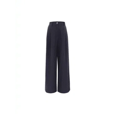 Frnch Philo Wide Leg Trousers In Bleumarine From