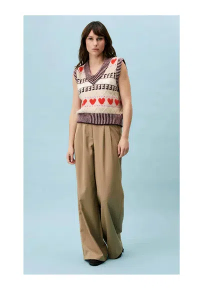 Frnch Rhubarbe Cardigan In Beige In Multi