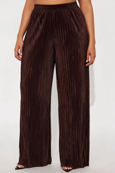 Frnch Ribbed Wide-leg Pant In Brown
