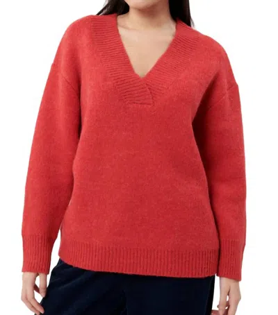 Frnch Rough V-neck Sweater In Red