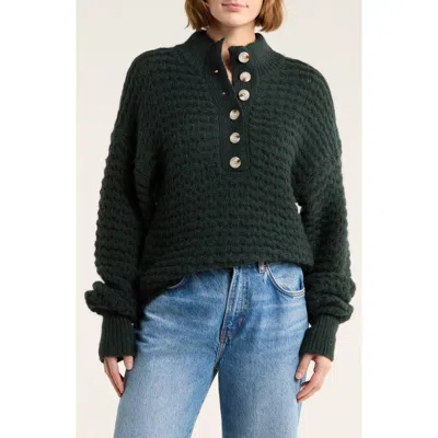 Frnch Rym Half Button Sweater In Green