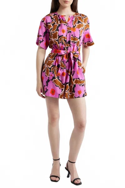 Frnch Salvinia Floral Cotton Blend Romper In Vitoria In Pink