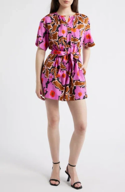 Frnch Salvinia Floral Cotton Blend Romper In Purple
