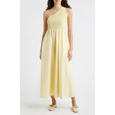 Frnch Selkie One-shoulder Organic Cotton Fit & Flare Dress In Yellow