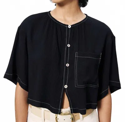 Frnch Shape Of You Button Up Top In Black