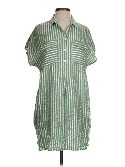Pre-owned Frnch Short Sleeve Blouse In Green
