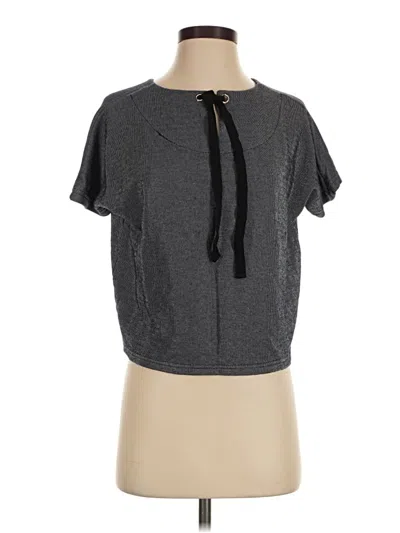 Pre-owned Frnch Short Sleeve Top Gray Keyhole Neckline Tops