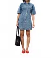 Frnch Spray Street Denim Dress In Denim Blue In Blue