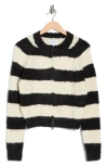 Frnch Stripe Bouclé Full Zip Cardigan In Multi
