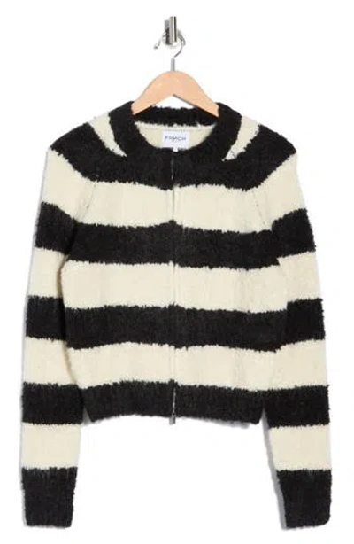 Frnch Stripe Bouclé Full Zip Cardigan In Multi