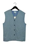 Frnch Striped Quilted Vest In Blue In Blue