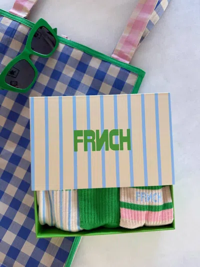 Frnch Tethy Socks Set In Blue/green/pink/cream In Multi