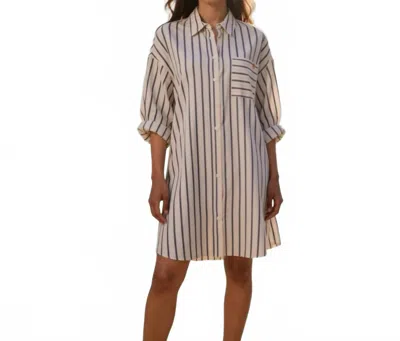 Frnch The Viana Wide Stripe Mini Dress In Blue/white In Neutral