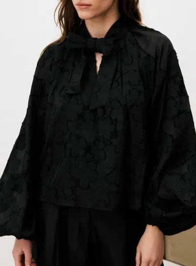 Frnch Tie-neck Blouse In Black