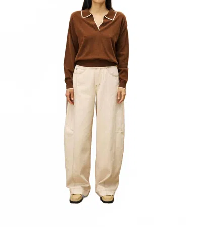 Frnch Triolet Long Sleeve Sweater In Marron Glace In Brown