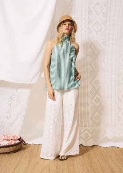 Frnch Tunnel Neck Sleeveless Top In Shore Green