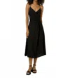 Frnch Valia V-neck Midi Dress In Black In Black