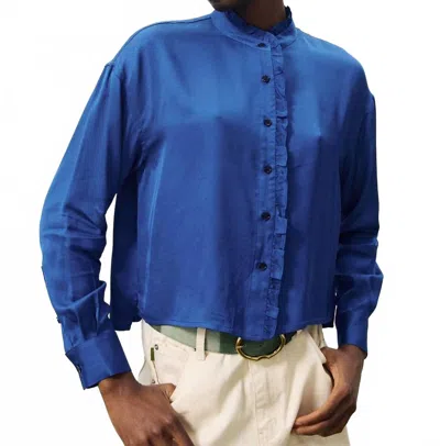 Frnch Victoria Ruffle Top In Blue