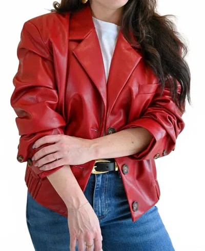 Frnch Women's Acropolis Street Vegan Leather Bomber Jacket In Red