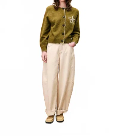 Frnch Women's Bergamot Embellished Cardigan In Olive Green