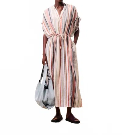 Frnch Women's Summer Postcard Dress In Multicolored Stripes In Neutral
