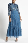 FROCK AND FRILL FROCK AND FRILL LONG SLEEVE FLORAL EMBELLISHED GOWN