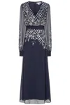 Frock And Frill Women's Blue Kaira Navy Sequin Maxi Dress In Blue