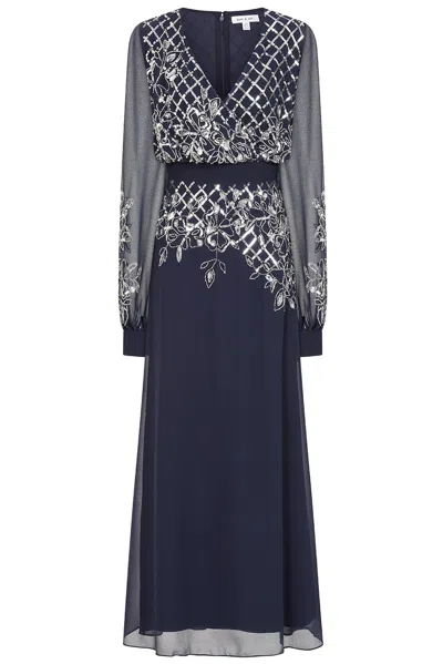 Frock And Frill Women's Blue Kaira Navy Sequin Maxi Dress