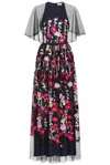 Frock And Frill Women's Blue Meadow Navy Floral Embroidered Maxi Dress In Blue