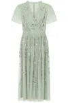 Frock And Frill Women's Carissa Floral Embellished Midi Dress - Green In Green