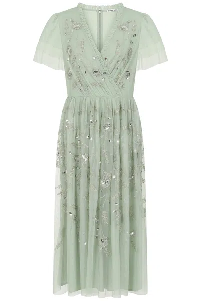 Frock And Frill Women's Carissa Floral Embellished Midi Dress - Green